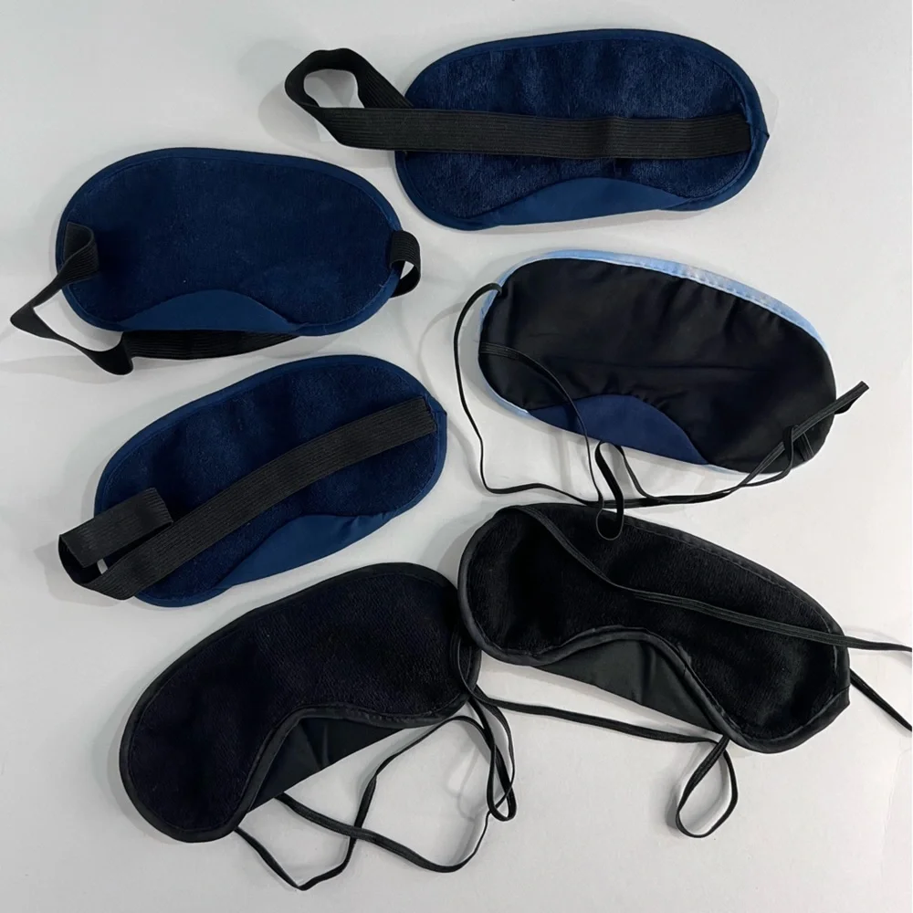 Cotton Sleep Blackout Eye Masks Set of 6 Navy & Black